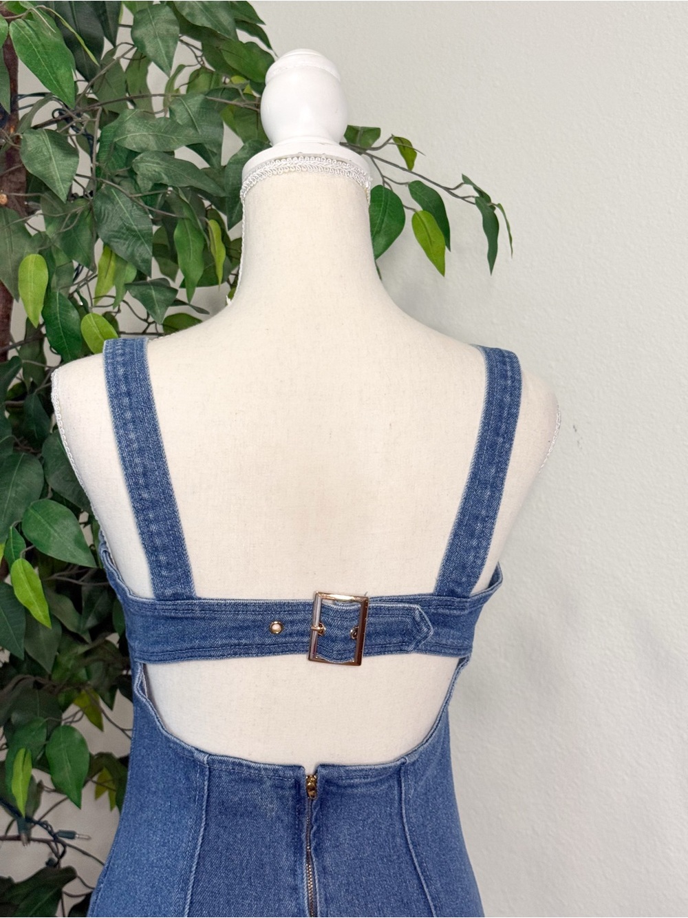 Denim Blvd Los Angeles Denim Mini Dress Women’s Size Small Blue Stretch - Picture 4 of 7